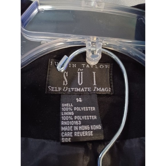 Justin Taylor faux suede patchwork stitching blazer red size 14 black lapels - Picture 2 of 12